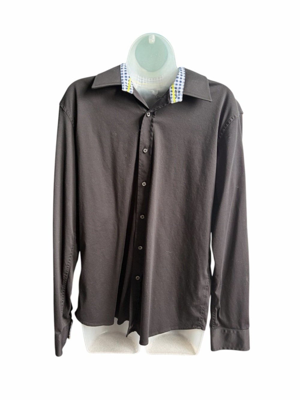 Men’s Buttercloth Button Front Long Sleeve Shirt Black Size Medium